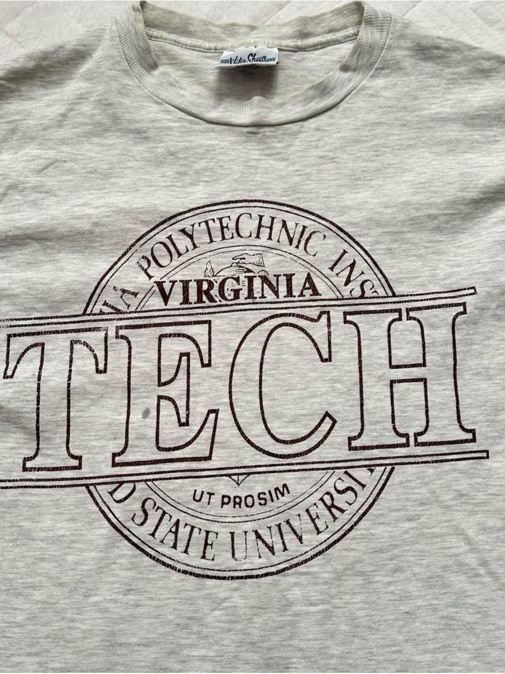 Vintage 1990s Virginia Tech Logo T-Shirt in Light Heather Gray Mens XL